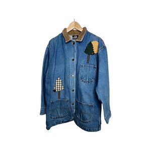 SW Shirt Wurks Hand Appliqué Outdoor Denim Jacket Sz M